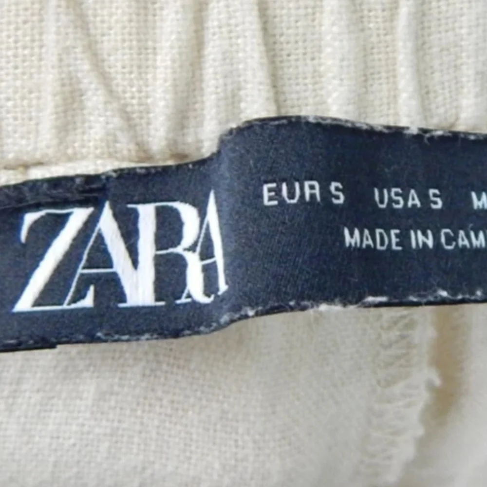 Zara Linen Blend Barrel Pants